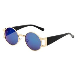 -Kleine Rahmendesignerin Sonnenbrille für Männer Frauen rund Metallrahmen Luxus Brille Vintage Sonnenbrille mit Schachtel