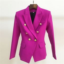 HIGH STREET 2020 New Designer Blazer Women s Double Breasted Lion Buttons Slim Fitting Gorgeous Purple Blazer Jacket LJ200907