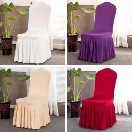 Pleated Skirt Chair-Cover Party Decoration Wedding Banquet Chair Protector Slipcover Elastic Spandex Chairs Covers party Decorations