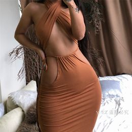 XLLAIS 2020 Women s sexy suspender wrap chest tight top solid color fashion hip lifting nightclub high waist long skirt suit LJ201117