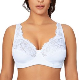 Bras For Womens Lingerie Top Female Lace Bra Bralette Underwire Plus Size Brassiere Perspective Sexy Underwear B C D DD E F Cup 220519