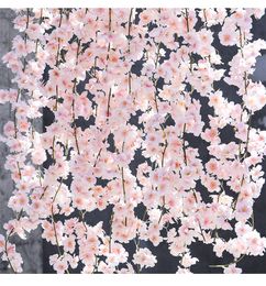 Sakura Cherry Blossom Rattan Wedding Arch Decoration Vine Artificial Flowers Home Decor DIY Silk Lvy Wall Hanging Garland Wreath