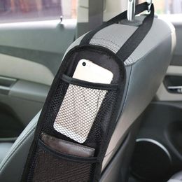 Car Organiser Durable Seat Elastic Band Storage Bag Reusable Zipper Closure Oxford Fabric Practical Accessory Mesh Pocket Book