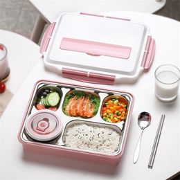 oneisal Lunch Box Stainless Steel Portable Picnic Office School Food Container With Compartments Thermal Bento Y200429