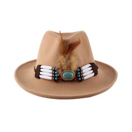 2023 Fedora Hat with Feather Women Fedoras Jazz Top Cap Woman Fashion Hats Autumn Winter Caps