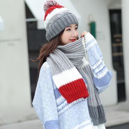 Beanie/Skull Caps Scarf Hat Two-piece Suit Ladies Wool Winter Mixed Colour Knitted Bib Student Riding Bike To Keep WarmBeanie/Skull Elob22