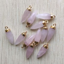 Natural Rose Quartz Stone Cone Charms Faceted Drop Pendants Diy Earring Necklace Bracelet Jewellery Accessories Making