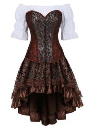 -Bustiers Corsets Cierre de moda de tres piezas Disfraces de steampunk Sheadpunk Dress Medieval Corset Singsbustiers