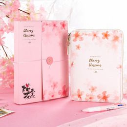 Notepads Yiwi Arrive Cherry Blossoms Zip Bag Planner DIY PU Leather Notebook With Filler Page Gift PackingNotepads