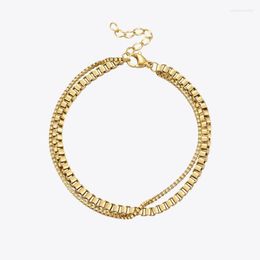 Boho Double Chain Lattice Bracelet For Women Gold Colour Pulseras Bracelets Stainless Steel Fashion Jewellery Party B2240 Link