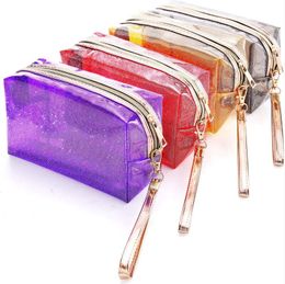 Waterproof Cosmetic Bags PVC Laser Makeup Bag Transparent Zippered Toiletry Pouch Travel Storage Organiser