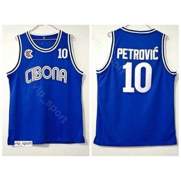 Sjzl98 Cibona Zagreb College Drazen Petrovic Jersey 10 Men Team Colour Blue University Petrovic Basketball Jersey Uniform Breathable Good Quality