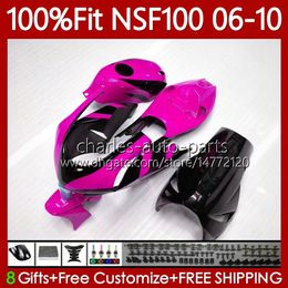 Injection OEM For HONDA NSF 100 NS-F100 06-10 Fibreglass Bodywork 116No.140 NSF-100 06 07 08 09 10 NSF-100 Black Rose 2006 2007 2008 2009 2010 Glass Fibre Race Fairing