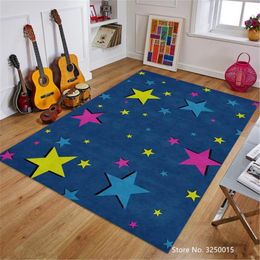 Carpets Colour Star Blue Printed Blanket Bedroom Living Room Home Decoration Children Crawling Mat Play Convenient And Practical