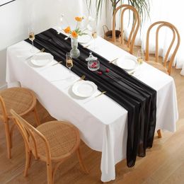 Party Decoration Simple Polyester Chiffon Table Runner Wedding Desktop Cloth Banquet Home Rectangular DecorationParty