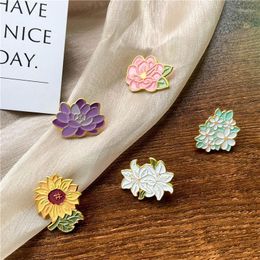 Pins Brooches Stylish Sunflower Lily Enamel Exquisite Lotus Peony Daisy Floral Brooch Cloth Lapel Female Buckle Girl Gifts Jewelry Kirk22