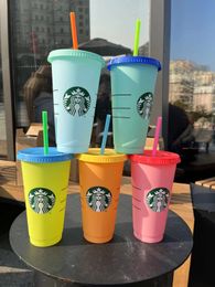 Starbucks Color Changing Reusable Cold Cups Mugs for Summer 24oz Set of 5