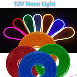 Strips Strip Flexible Neon Light 12V Waterproof Luces Led Ribbon Rope Dimming Flex Tube Tape Warm White Yellow Red Green Ice BlueLED