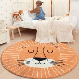 Carpets Nordic Carton Round Rug For Home Living Room Bedroom Kids Blanket Anime Floor Mat Decoration Salon Pile Area RugCarpets