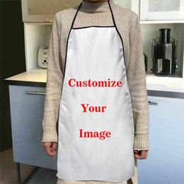 1Pcs Custom Kitchen Apron Cartoon Dinner Party Cooking Apron Baking Accessories For Men Women Waterproof Oil-Proof Fabric Y220426