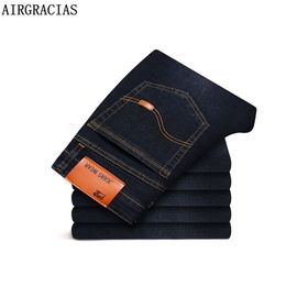 AIRGRACIAS Men Jeans Classic Elastic Straight Long Trousers Pants Cotton Denim Jeans Men New Plue Size 28 Men Jean LJ200903