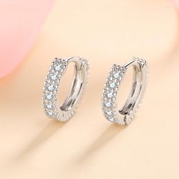 Dangle & Chandelier Silver 925 Original Total 0.28 Carat Round Brilliant Cut Diamond Test Past D Color Moissanite Hoop Drop Earrings Women J