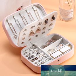 Organizer Display Box Jewelry Portable Jewelry Travel Jewelrys Case Boxes Button Leather Storage Zipper Jewelers Joyero