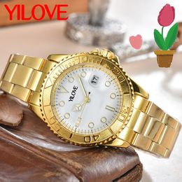 Luxury Multicolor Dial Men's Watch Full Stainless Steel Perpetual Calendar Magnifying Glass Quartz Clock Top Factory Brand Wholesale Business Wristwatch