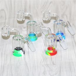 14mm Glass Reclaim Catchers Adapter Smoking Glass Ash Catcher for Bong Water Pipes with 4mm quartz bangers 5ml silicone containers