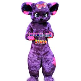 Fursuit Long-haired Husky Dog Fox Wolf Mascot Costume Fur Cartoon Character Doll Halloween Party Cartoon Set Shoe #237