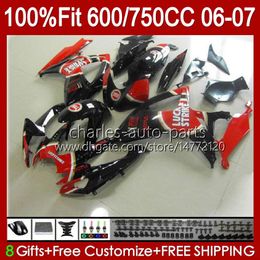 Injection Fairings For SUZUKI GSXR-750 GSXR-600 GSXR750 Lucky red K6 GSXR600 06 07 Body 130No.90 GSXR 750 600 CC 750CC 600CC 2006 2007 GSX-R750 06-07 OEM Bodywork