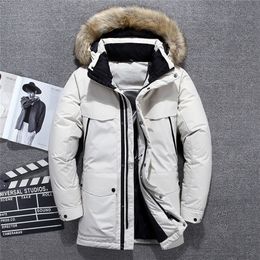 -40 Degrees Top Quality White Duck Down Jacket Men Thick Winter Big Fur Collar Warm Parka Waterproof Windproof 201210