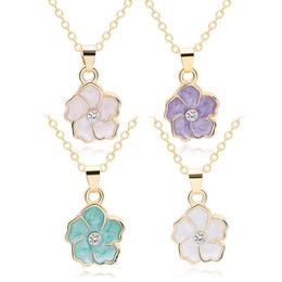 Pendant Necklaces Gift Colour Sun Flower Plant Lotus Charm Necklace Tiny Buddha Lotos Petal Chain Lady Women JewelryPendant