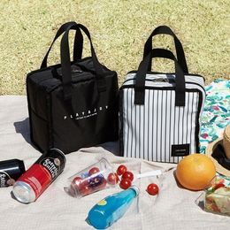 Stripe Portable Insulated Picnic Cooler Drink Wine Bag Aluminium Foil Material Thermal Lunch Functional Fruit Cans Ice Pack Y200429