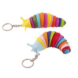 Cartoon Mini Caterpillar Keychain Decompression Toy Snail Pendant Slug Fidget Toys tiktop