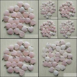 Charms 20Mm Rose Quartz Heart Natural Stone Pendants For Necklace Jewelry Making Drop Delivery 2021 Findings Components Yydhhome Dhpjw