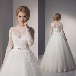 2022 Spring New A-Line Wedding Dresses Sweet Shoulders Long Sleeves Slim Lace Retro Court Weddings Wed Dresses Vestido de novia