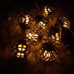 Strings HQXING LED String Lights Solar Flame Ball With 8 LEDs Waterproof For Outdoor Backyard Patio Cafe Garden Party Decoration