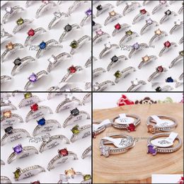 Wedding Rings Jewelry Yingwu Sier Cubic Zirconia Crystal Promise Rhinestone Women Bride Accessories Drop Dhk