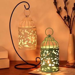 Candle Holders Hanging Classic Holder Metal Lantern Wrought Iron Creative Romantic Morocco Bougeoir Home Decor DF50ZT