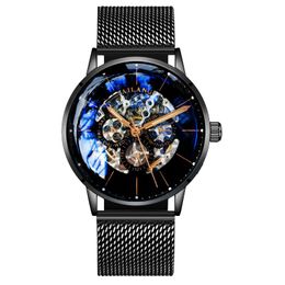 Wristwatches Luxury Watch Men Minimalist Tourbillon Men's Automatic Mechanical Stainless Steel Band Wrist Watches GentlemanWristwatches