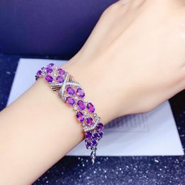 Link Chain Foydjew Jewelry High Carbon Diamond Imitation Natural Amethyst Bracelets Heavy Industry Luxury Olivine Bracelet Hands Kent22