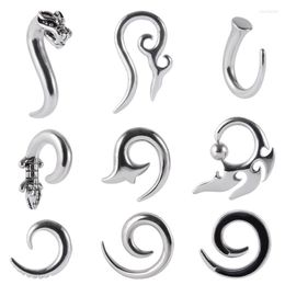Dangle & Chandelier 9PCS Stainless Steel Puj Ju Hoops High Quality Spiral Ear Weights Hoop Earring Crocodile Gauge Expander Jewelry