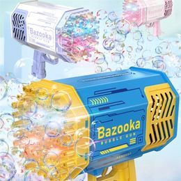 Bubble Gun Rocket 69 Holes Soap Bubbles Machine Shape Automatic Blower With Light Toys For Kids Children Boys Gift 220707