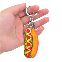 Key Rings Jewellery Cute Cartoon Acrylic Keychains Creative Food Dog Chain For Women Kids Girls Gift Car Accessory Drop Dhtes