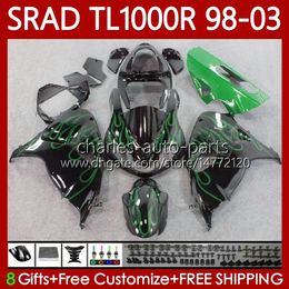 OEM Body For SUZUKI SRAD Green flames TL-1000 TL 1000 R TL1000R TL-1000R 98-03 Bodywork 118No.40 TL1000 R 98 99 00 01 02 03 TL 1000R 1998 1999 2000 2001 2002 2003 Fairing Kit