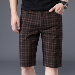 Summer Men s Casual Plaid Shorts Stretch Cotton Fashion Business Short Pants Male Brand Clothes 220301