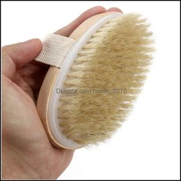 loofah gloves UK - Bath Brushes Sponges Scrubbers Bathroom Accessories Home Garden Skin Body Soft Natural Bristle The Spa Brush Wooden Shower Without Handle