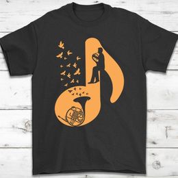musical horns Australia - Men's T-Shirts Harajuku French Horn Musical Note T-Shirt Gift || Music Lovers Instrument