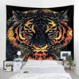 Tiger Tapestry Mandala Wall Rugs Nordic Bohemian Hippie Decoration Rug Bedroom Sofa Carpet J220804